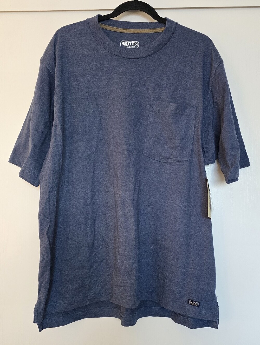 Smith's Workwear - (NWT) Men's Easy Fit Blue Heather Pocket T-Shirt Crew-Neck